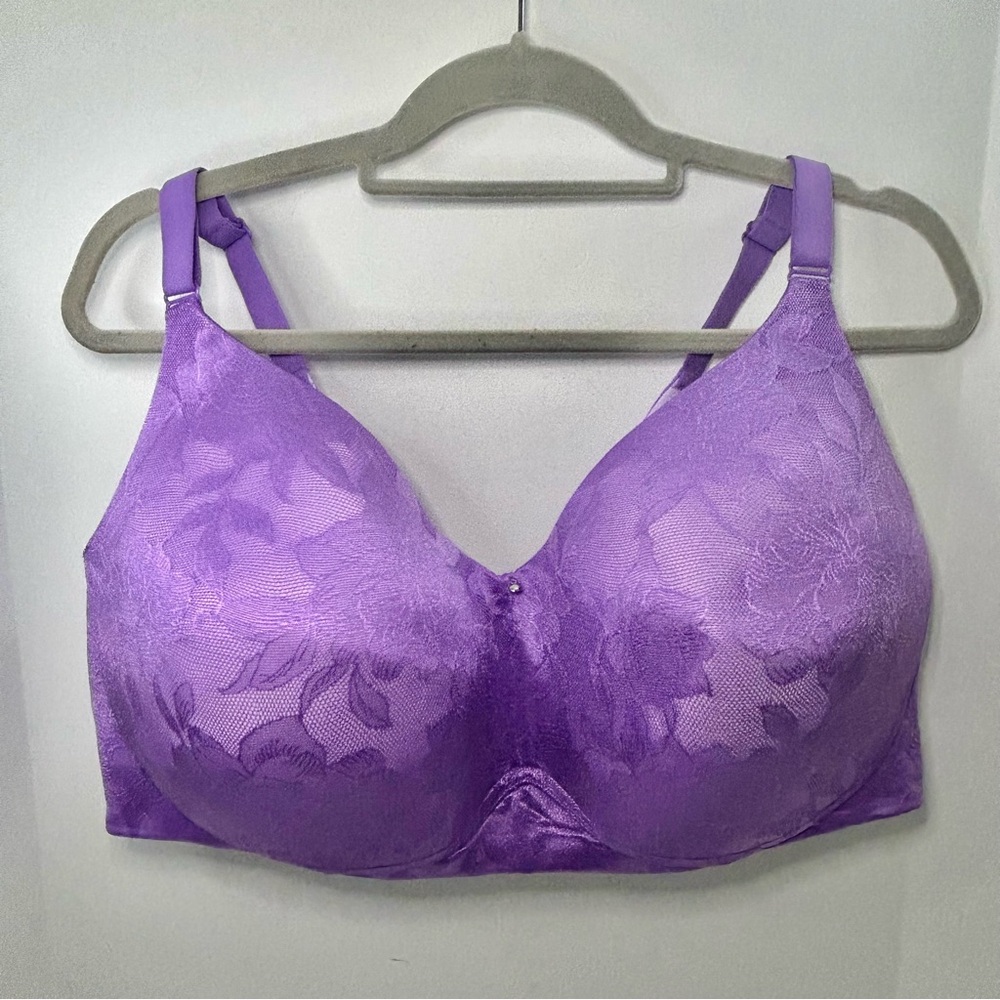 Cacique Lightly Lined Full Coverage No-Wire Purple Adjustable Strap Bra 42G